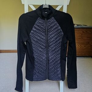 Athleta Black Chevron Puffer Jacket